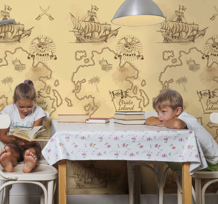 Tapete klassisch piraten-abenteuerkarte - TenStickers