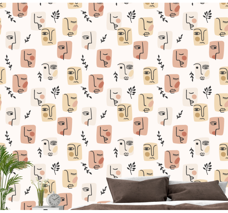 Tapete Kunst abstrakte gesichtsmuster - TenStickers