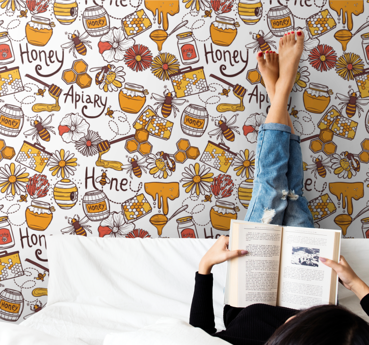 Tapete Kunst bienenstock freude - TenStickers