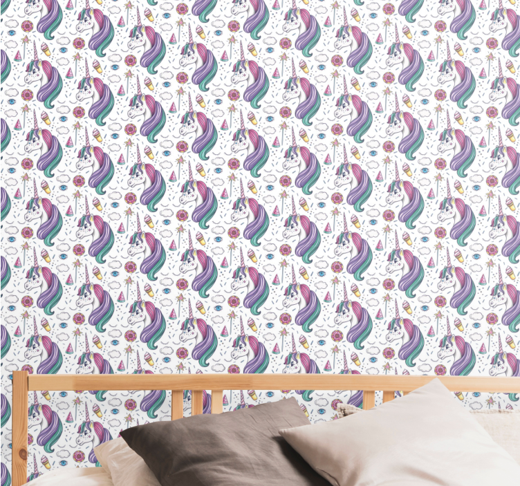 Tapete Kunst einhorn-traumlandschaft - TenStickers