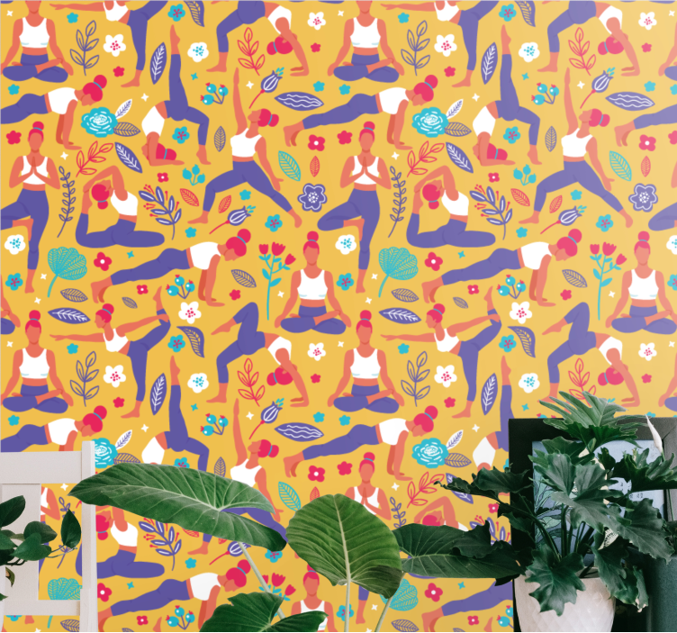 Tapete Kunst muster für yoga-posen - TenStickers