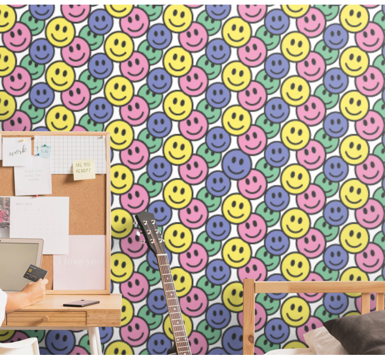 Tapete Kunst smiley-muster - TenStickers