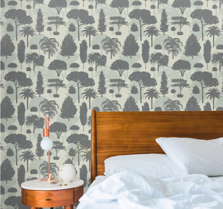 Tapete Landschaft baum-silhouette-muster - TenStickers