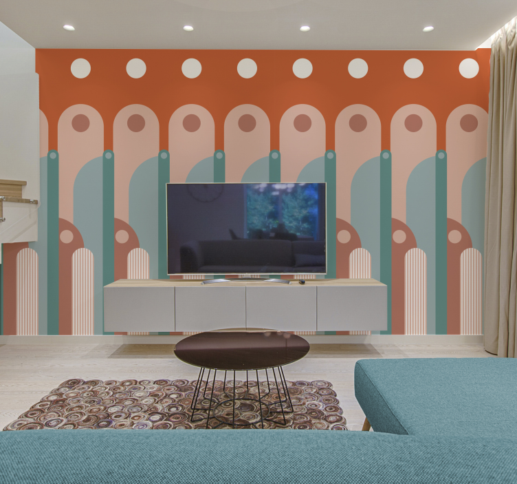 Tapete Wohnzimmer geschwungene geometrische formen - TenStickers