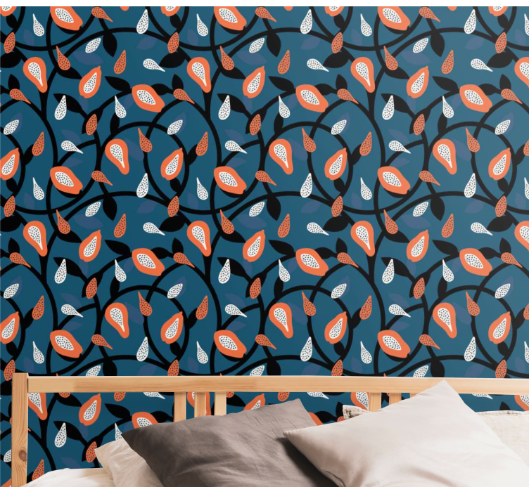 Moderne Tapete Papaya und Pflanzen - TenStickers