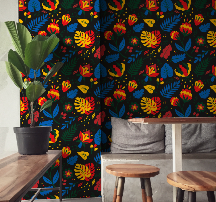 Ornament Tapete blumenblattmuster - TenStickers