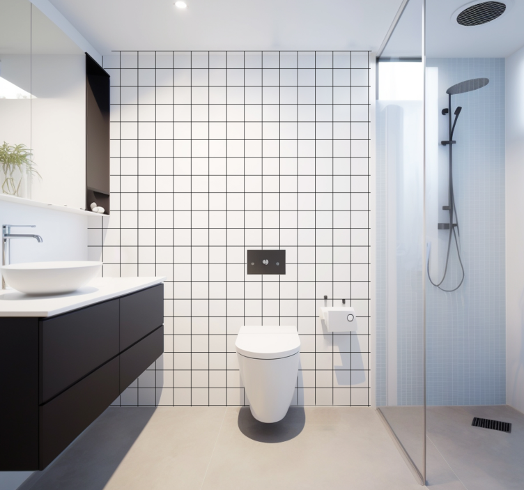 Tapete Quadrate schwarze und weiße feine linien - TenStickers