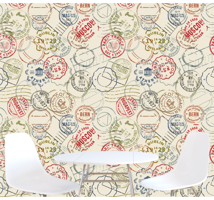 Tapete Städte reise-stempel-collage - TenStickers