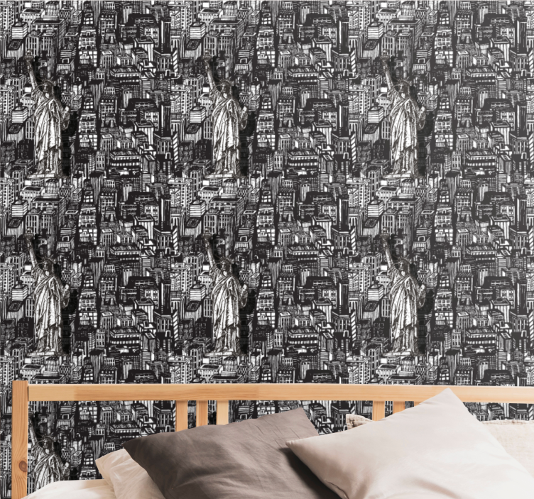 Tapete Städte statue, urbane collage - TenStickers