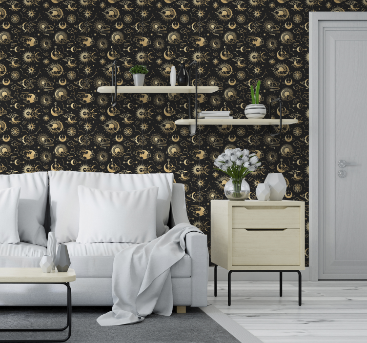 Tapete Sterne goldenes und himmlisches motiv - TenStickers