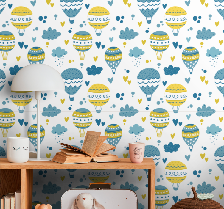Tapete Kinderzimmer blaue und gelbe luftballons - TenStickers