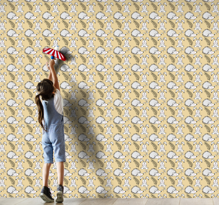 Tapete Tiere hase und igel muster - TenStickers