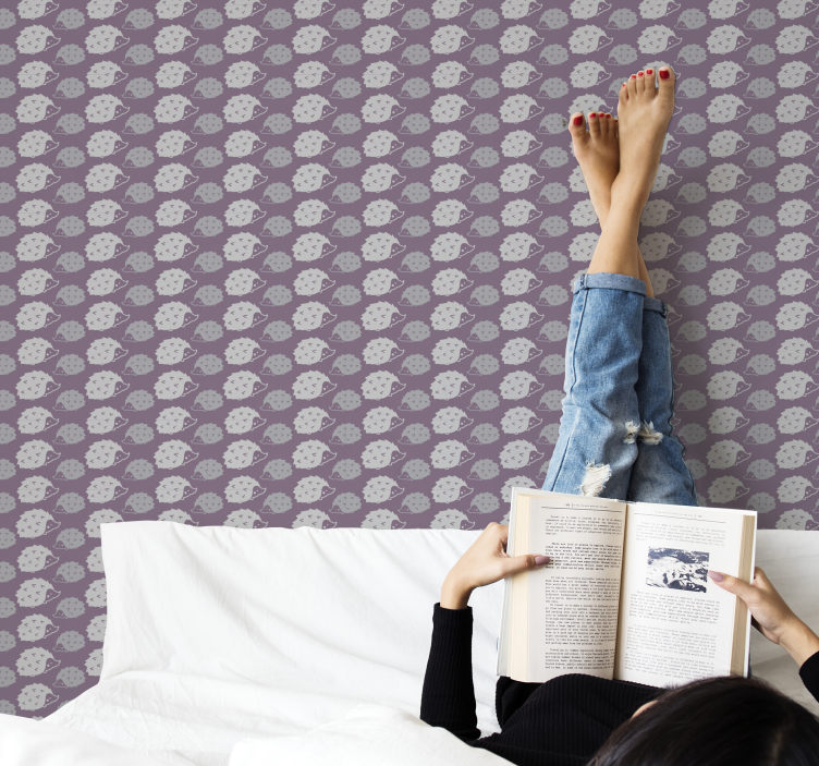 Tapete Tiere lila igelmuster - TenStickers