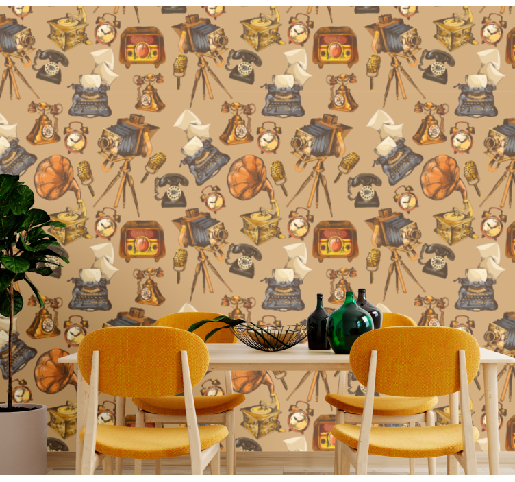 Tapete Vintage vintage-objekt-collage - TenStickers