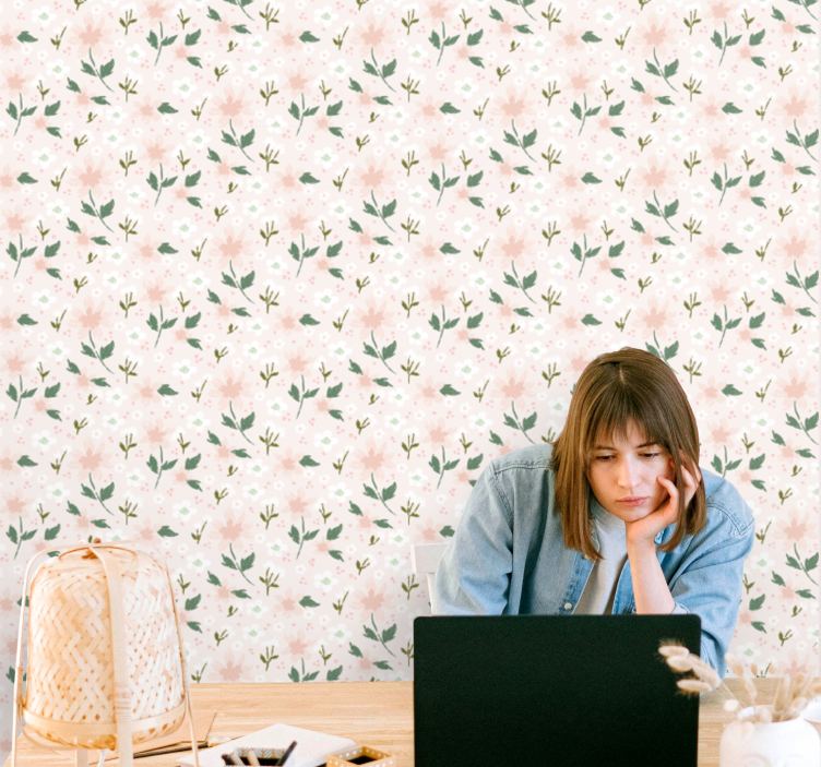 Blumentapete zartes Blumenmuster - TenStickers