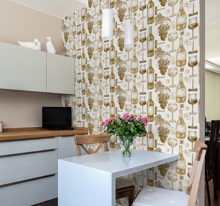 Tapete Küche Weinflaschen - TenStickers