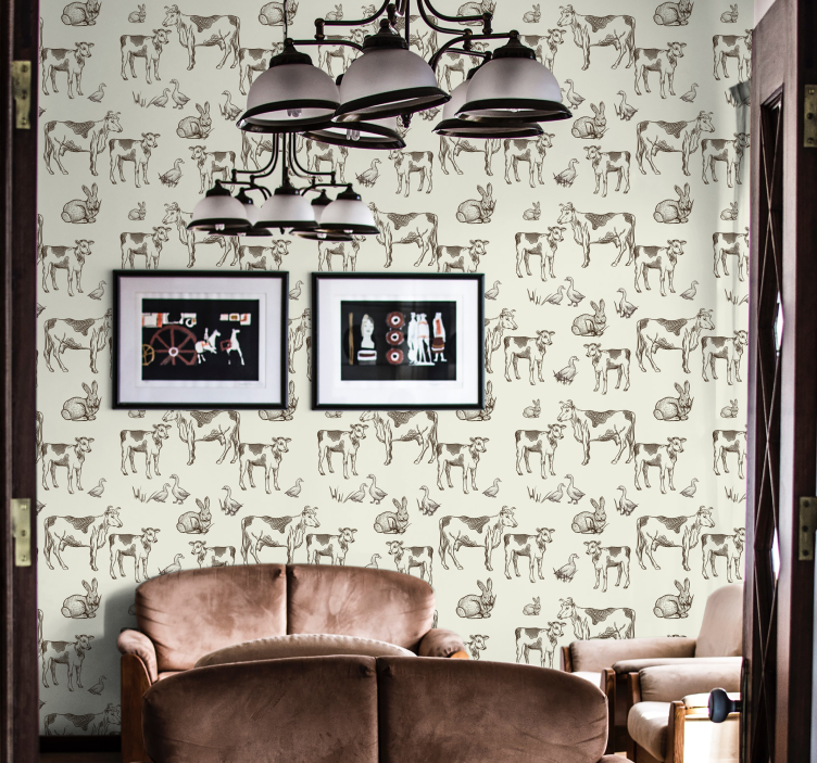 Tapete Tiere skizzen von nutztieren - TenStickers