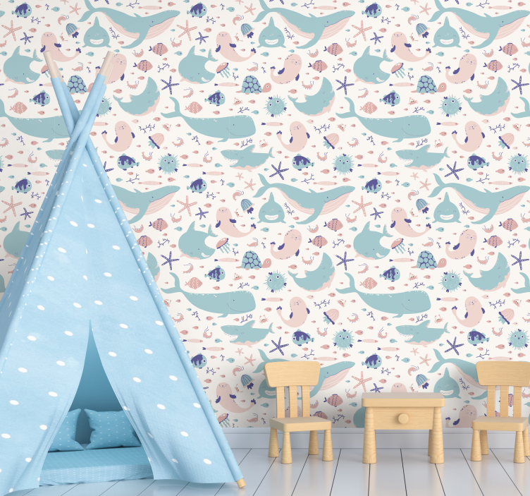 Tier Tapete Dunkle und hellblaue haie - TenStickers