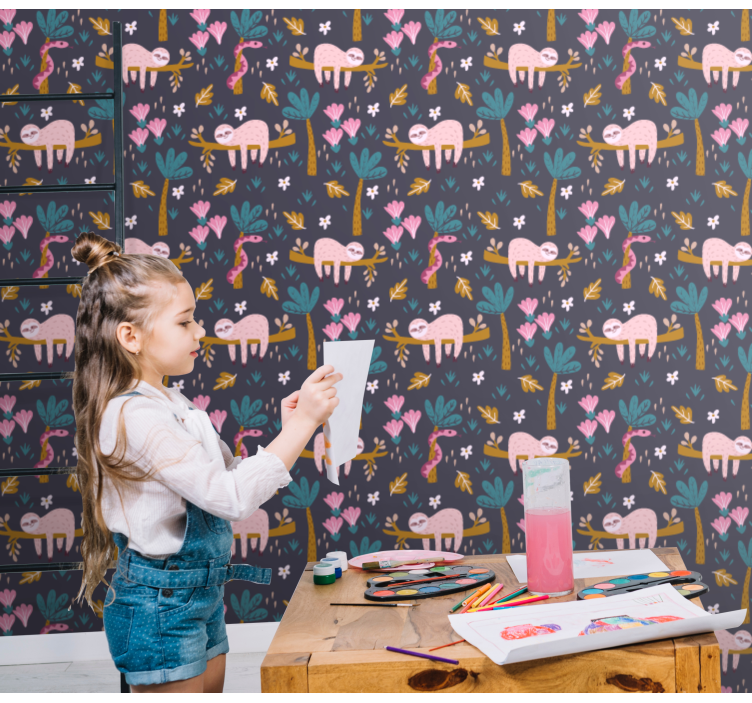 Tiere Tapete rosa faultiere - TenStickers