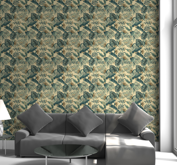 Tropische Blätter Blumentapete - TenStickers