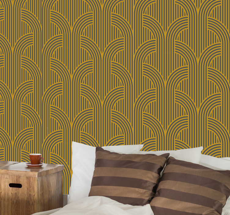 Jahrgang Tapete Goldene vintage graue zierstreifen - TenStickers