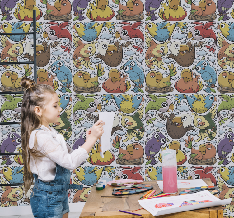 Tapete Vögel verspieltes papageienmuster - TenStickers