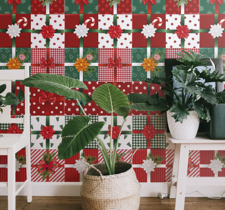 Weihnachtstapete festliche geschenkmuster - TenStickers