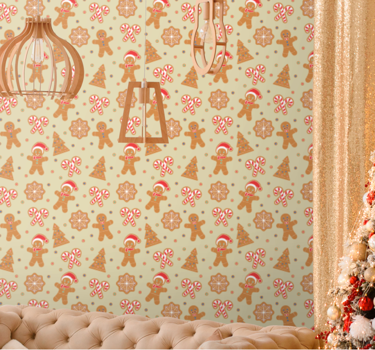Weihnachtstapete festliche lebkuchenfiguren - TenStickers