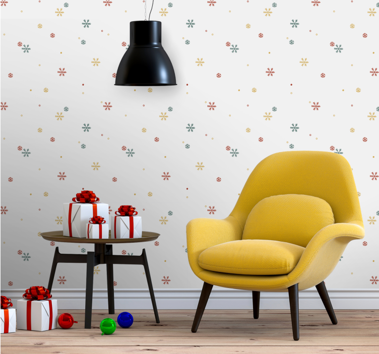 Weihnachtstapete festliche schneeflockenmuster - TenStickers