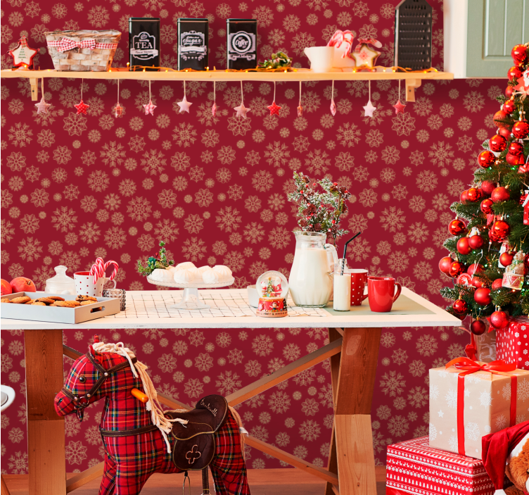 Weihnachtstapete frostiges blumendesign - TenStickers