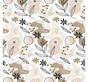 Blumentapete mit stilvollem muster in rosa und beige - TenStickers