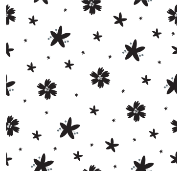 Blumentapete mit schwarz-weißer blumenzeichnung - TenStickers