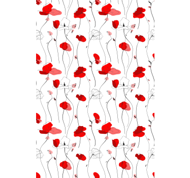 Blumentapete mit mohnblumenzeichnung - TenStickers