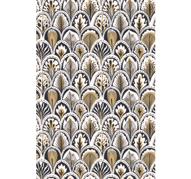 Blumentapete mit goldenem muster - TenStickers