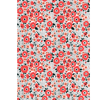 Blumentapete mit abstraktem muster roter mohnblumen - TenStickers