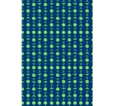 Blumentapete in grün-blauem polnischen muster - TenStickers