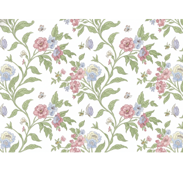Blumentapete landhausstil hell (b0b941vk6h) - TenStickers
