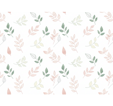 Blumentapete mit sanften blättern in zarten farben - TenStickers