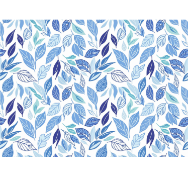 Blumentapete mit blauen gezeichneten blättern - TenStickers