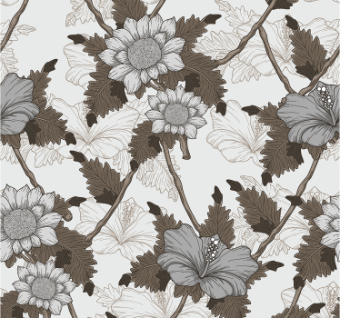 Weiße Blumen Ziertapete - TenStickers