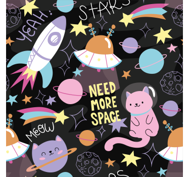 Kinderzimmer Tapete Tapete katze im weltraum - TenStickers
