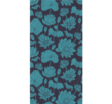 Tapete Blumen Blauer vintage lotus lot - TenStickers