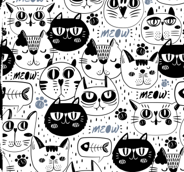 Tapete Katzen stilisiertes katzenmuster - TenStickers