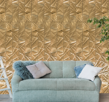 3D Wandtapete Goldene polygontextur - TenStickers