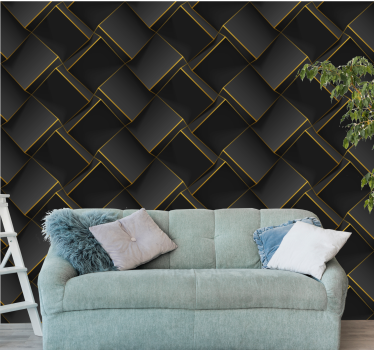 3D Tapete schwarze Formen - TenStickers