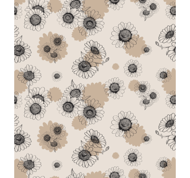 Blumentapete blühendes beiges elegantes muster - TenStickers