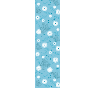 Tapete Blumen Blau weiße blumen - TenStickers