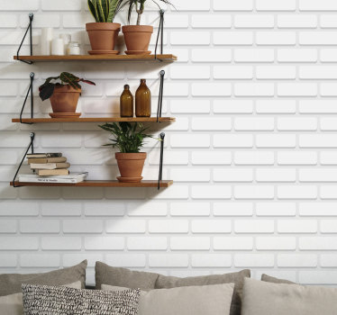 Tapete Wohnzimmer weiße realistische ziegel - TenStickers