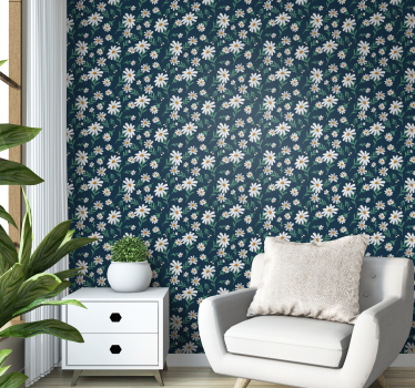 Blaue Tapete mit Gänseblümchen - TenStickers