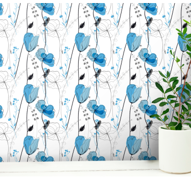 Blumentapete blaue florale eleganz - TenStickers